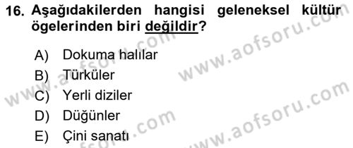 Kültür Sosyolojisi Dersi 2019 - 2020 Yılı (Vize) Ara Sınav Soruları 16. Soru