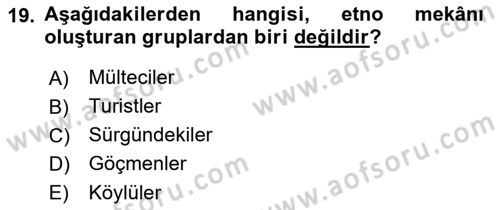 Kültür Sosyolojisi Dersi 2019 - 2020 Yılı (Vize) Ara Sınav Soruları 19. Soru
