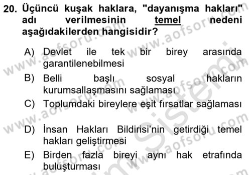 Kültür Sosyolojisi Dersi 2019 - 2020 Yılı (Final) Dönem Sonu Sınav Soruları 20. Soru