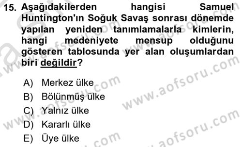 Kültür Sosyolojisi Dersi 2021 - 2022 Yılı (Vize) Ara Sınav Soruları 15. Soru