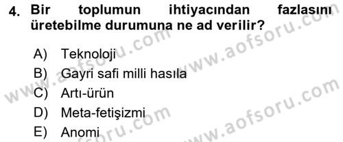 Kültür Sosyolojisi Dersi 2021 - 2022 Yılı (Vize) Ara Sınav Soruları 4. Soru