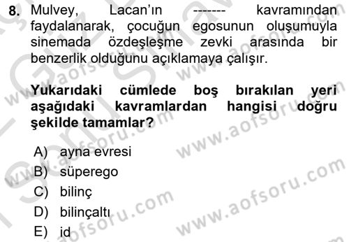 Kültür Sosyolojisi Dersi 2021 - 2022 Yılı (Final) Dönem Sonu Sınav Soruları 8. Soru
