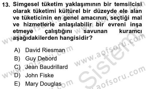 Kültür Sosyolojisi Dersi 2021 - 2022 Yılı Yaz Okulu Sınav Soruları 13. Soru