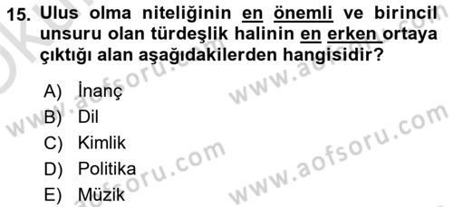 Kültür Sosyolojisi Dersi 2021 - 2022 Yılı Yaz Okulu Sınav Soruları 15. Soru