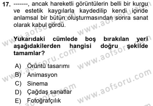 Kültür Sosyolojisi Dersi 2021 - 2022 Yılı Yaz Okulu Sınav Soruları 17. Soru