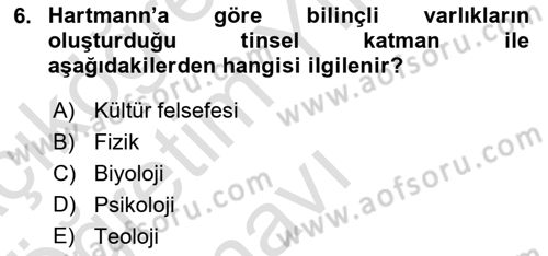 Kültür Sosyolojisi Dersi 2021 - 2022 Yılı Yaz Okulu Sınav Soruları 6. Soru