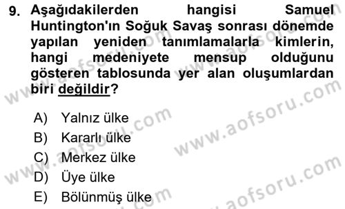 Kültür Sosyolojisi Dersi 2021 - 2022 Yılı Yaz Okulu Sınav Soruları 9. Soru