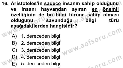 Kültür Sosyolojisi Dersi 2022 - 2023 Yılı (Vize) Ara Sınav Soruları 16. Soru