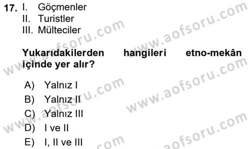 Kültür Sosyolojisi Dersi 2022 - 2023 Yılı (Vize) Ara Sınav Soruları 17. Soru