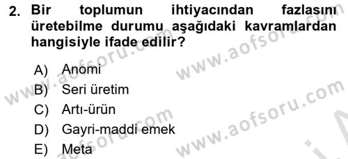 Kültür Sosyolojisi Dersi 2022 - 2023 Yılı (Vize) Ara Sınav Soruları 2. Soru