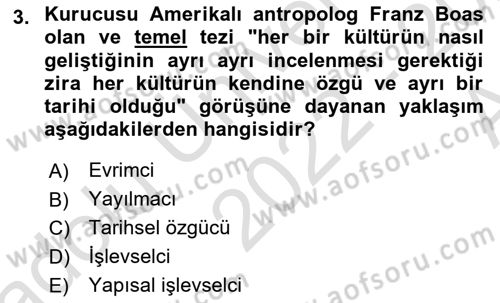 Kültür Sosyolojisi Dersi 2022 - 2023 Yılı (Vize) Ara Sınav Soruları 3. Soru