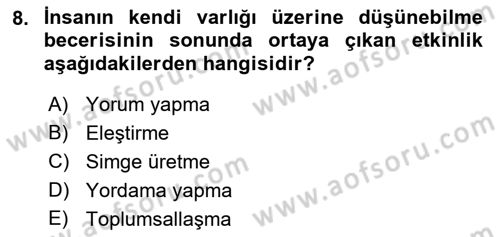 Kültür Sosyolojisi Dersi 2022 - 2023 Yılı (Vize) Ara Sınav Soruları 8. Soru
