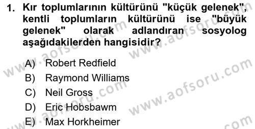 Kültür Sosyolojisi Dersi 2022 - 2023 Yılı (Final) Dönem Sonu Sınav Soruları 1. Soru