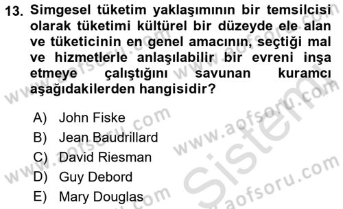 Kültür Sosyolojisi Dersi 2022 - 2023 Yılı (Final) Dönem Sonu Sınav Soruları 13. Soru
