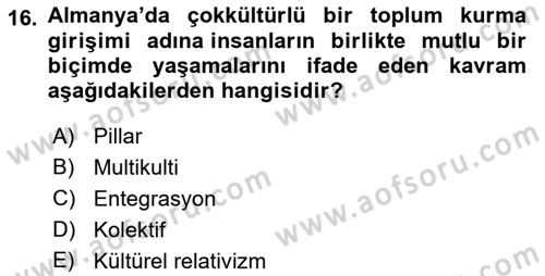 Kültür Sosyolojisi Dersi 2022 - 2023 Yılı (Final) Dönem Sonu Sınav Soruları 16. Soru