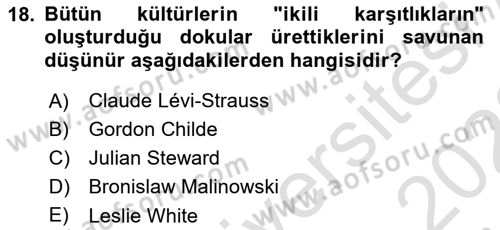 Kültür Sosyolojisi Dersi 2022 - 2023 Yılı (Final) Dönem Sonu Sınav Soruları 18. Soru