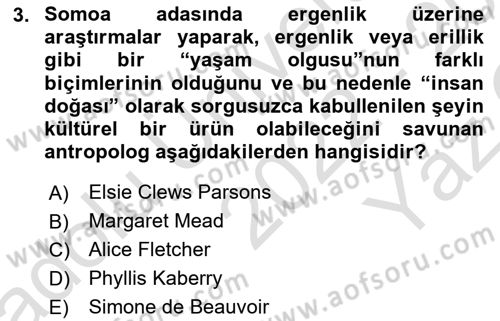 Kültür Sosyolojisi Dersi 2022 - 2023 Yılı Yaz Okulu Sınav Soruları 3. Soru