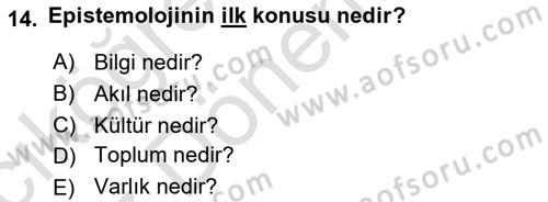 Kültür Sosyolojisi Dersi 2023 - 2024 Yılı (Vize) Ara Sınav Soruları 14. Soru