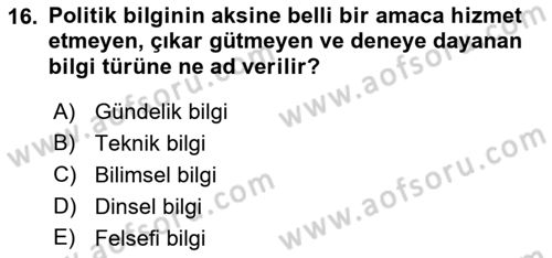 Kültür Sosyolojisi Dersi 2023 - 2024 Yılı (Vize) Ara Sınav Soruları 16. Soru