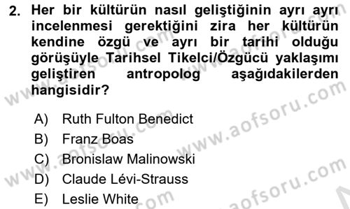 Kültür Sosyolojisi Dersi 2023 - 2024 Yılı (Vize) Ara Sınav Soruları 2. Soru
