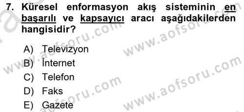 Kültür Sosyolojisi Dersi 2023 - 2024 Yılı (Vize) Ara Sınav Soruları 7. Soru