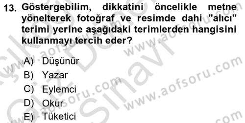 Kültür Sosyolojisi Dersi 2023 - 2024 Yılı (Final) Dönem Sonu Sınav Soruları 13. Soru
