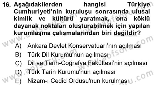Kültür Sosyolojisi Dersi 2023 - 2024 Yılı (Final) Dönem Sonu Sınav Soruları 16. Soru