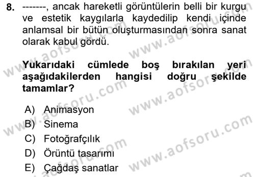Kültür Sosyolojisi Dersi 2023 - 2024 Yılı (Final) Dönem Sonu Sınav Soruları 8. Soru