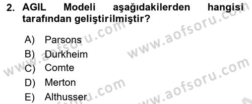 Kültür Sosyolojisi Dersi 2023 - 2024 Yılı Yaz Okulu Sınav Soruları 2. Soru