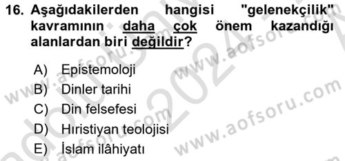 Kültür Sosyolojisi Dersi 2024 - 2025 Yılı (Vize) Ara Sınav Soruları 16. Soru