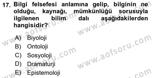 Kültür Sosyolojisi Dersi 2024 - 2025 Yılı (Vize) Ara Sınav Soruları 17. Soru