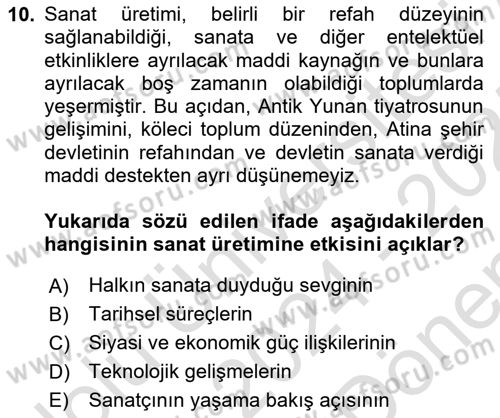 Kültür Sosyolojisi Dersi 2024 - 2025 Yılı (Final) Dönem Sonu Sınav Soruları 10. Soru