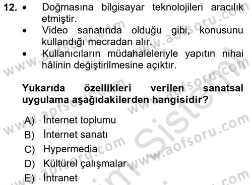 Kültür Sosyolojisi Dersi 2024 - 2025 Yılı (Final) Dönem Sonu Sınav Soruları 12. Soru