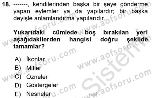 Kültür Sosyolojisi Dersi 2024 - 2025 Yılı (Final) Dönem Sonu Sınav Soruları 18. Soru