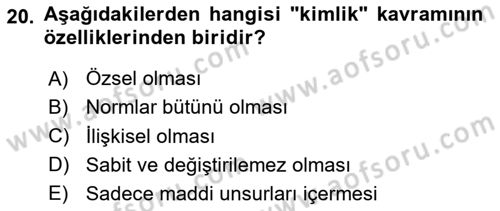 Kültür Sosyolojisi Dersi 2024 - 2025 Yılı (Final) Dönem Sonu Sınav Soruları 20. Soru