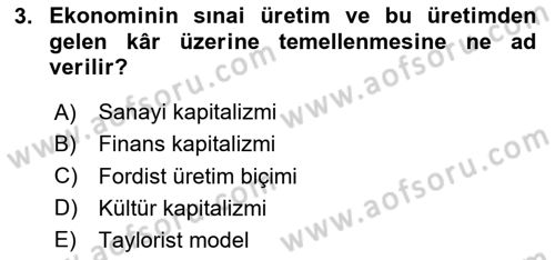 Kültür Sosyolojisi Dersi 2024 - 2025 Yılı (Final) Dönem Sonu Sınav Soruları 3. Soru