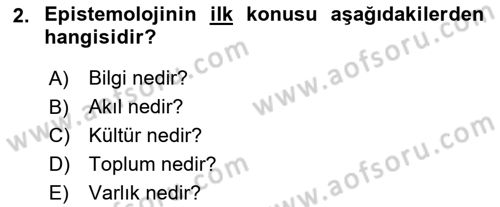 Kültür Sosyolojisi Dersi Yaz Okulu Sınavı Deneme Sınav Soruları 2. Soru