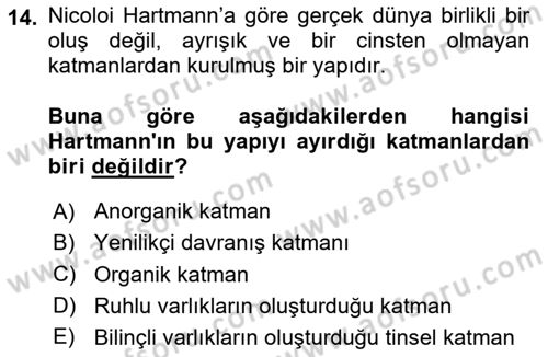 Kültür Sosyolojisi Dersi 2025 - 2026 Yılı (Vize) Ara Sınav Soruları 14. Soru