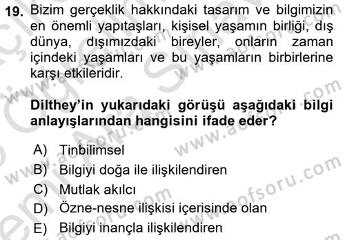Kültür Sosyolojisi Dersi 2025 - 2026 Yılı (Vize) Ara Sınav Soruları 19. Soru