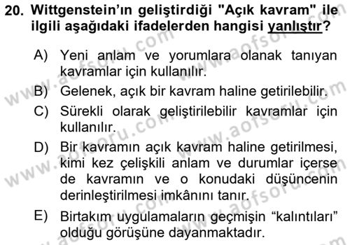 Kültür Sosyolojisi Dersi 2025 - 2026 Yılı (Vize) Ara Sınav Soruları 20. Soru