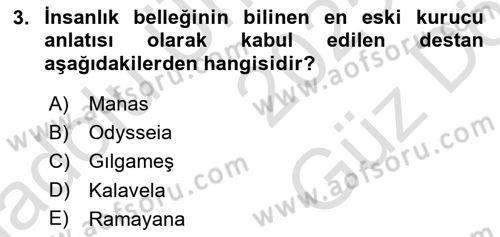 Kültür Sosyolojisi Dersi 2025 - 2026 Yılı (Vize) Ara Sınav Soruları 3. Soru