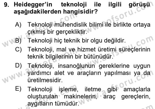 Kültür Sosyolojisi Dersi 2025 - 2026 Yılı (Vize) Ara Sınav Soruları 9. Soru