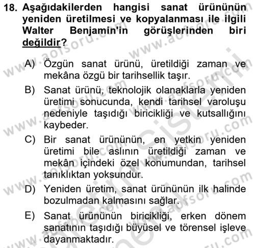 Kültür Sosyolojisi Dersi 2025 - 2026 Yılı (Final) Dönem Sonu Sınav Soruları 18. Soru