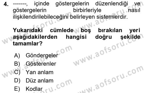 Kültür Sosyolojisi Dersi 2025 - 2026 Yılı (Final) Dönem Sonu Sınav Soruları 4. Soru
