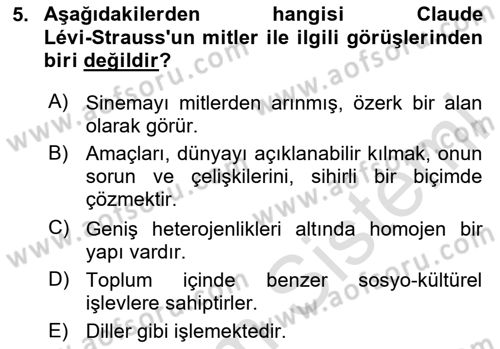 Kültür Sosyolojisi Dersi 2025 - 2026 Yılı (Final) Dönem Sonu Sınav Soruları 5. Soru