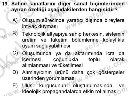 Kültür Sosyolojisi Dersi 2025 - 2026 Yılı Yaz Okulu Sınav Soruları 19. Soru