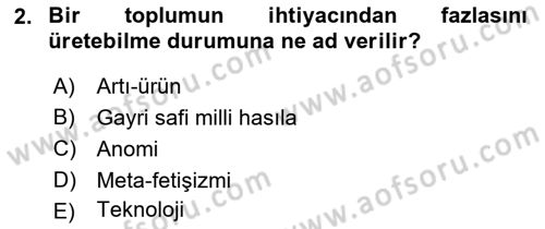 Kültür Sosyolojisi Dersi 2025 - 2026 Yılı Yaz Okulu Sınav Soruları 2. Soru