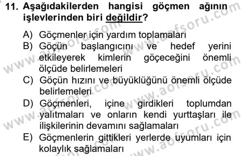 Kent Sosyolojisi Dersi 2012 - 2013 Yılı (Vize) Ara Sınav Soruları 11. Soru