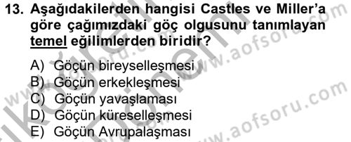 Kent Sosyolojisi Dersi 2012 - 2013 Yılı (Vize) Ara Sınav Soruları 13. Soru