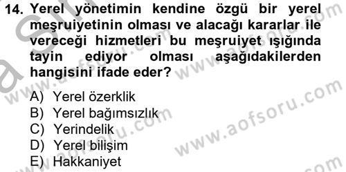 Kent Sosyolojisi Dersi 2012 - 2013 Yılı (Vize) Ara Sınav Soruları 14. Soru